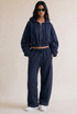 Ruched Sleeve Zip Hoodie and Jogger Set