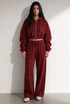 Ruched Sleeve Zip Hoodie and Jogger Set