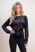 Croc Textured Boat Neck Blouse