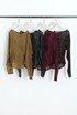 Croc Textured Boat Neck Blouse