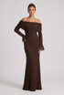 Shimmer Drape Off Shoulder Maxi