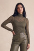Sheer Lace Mock Neck Blouse