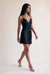 Satin Plunge Neck Mini Dress
