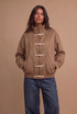 Suede Frog Loop Bomber Jacket