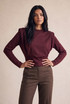 Padded Shoulders Cinched Blouse