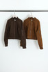 Suede Cropped Bomber Jacket