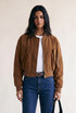 Suede Cropped Bomber Jacket