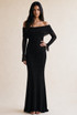 Lace Embellished Bardot Maxi Dress