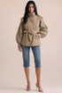 Pleated Balloon Sleeve Short Trench Coat