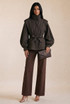 Pleated Balloon Sleeve Short Trench Coat