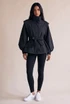 Pleated Balloon Sleeve Short Trench Coat