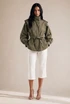 Pleated Balloon Sleeve Short Trench Coat