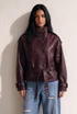 High Neck Belted Pu Jacket 