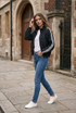 Stripes Gathered Neck Track Jacket