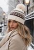 Fair Isle Faux Fur Pom Knitted Hat