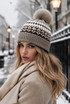 Fair Isle Faux Fur Pom Knitted Hat