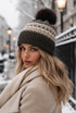 Fair Isle Faux Fur Pom Knitted Hat