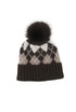 Argyle Faux Fur Pom Knitted Hat