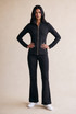 Panelled Fitted Gym Jacket And Flare Trouser Set