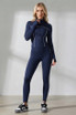 Contrast Piping Jacket and Legging Gym Set