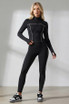 Contrast Piping Jacket and Legging Gym Set