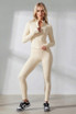 Contrast Piping Jacket and Legging Gym Set