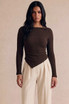 Asymmetric Hem Boat Neck Top