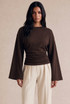 Ruched Waist Flared Sleeve Blouse
