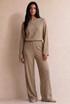 Striped Crinkle Long Sleeve Top and Trouser Set