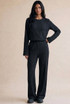 Striped Crinkle Long Sleeve Top and Trouser Set