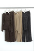 Striped Crinkle Long Sleeve Top and Trouser Set