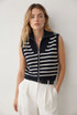 Stripes Zip Up Sleeveless Knit Jumper