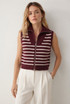 Stripes Zip Up Sleeveless Knit Jumper
