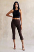 High Waist Slit Detail Capri Trousers