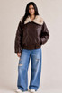 PU Fur Collar Oversized Jacket