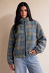 Plaid Fleece Bomber Jacket