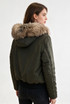 Khaki Faux Fur Hood Parka Jacket