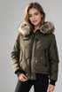 Khaki Faux Fur Hood Parka Jacket