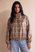 Cropped Plaid Funnel Neck Jacket