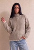 Striped Fuzzy Zip Up Jumper