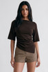 Fine Knit Short Sleeve Ruched Top