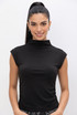Mock Neck Cap Sleeves Top