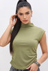 Mock Neck Cap Sleeves Top