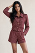 Check Cropped Jacket and Shorts Set