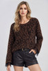 Leopard Lace Cuff Wool Jumper