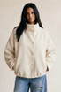 Funnel Neck Button Up Oversized Coat