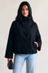 Funnel Neck Button Up Oversized Coat