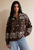 Paisley Print Full Zip Cardigan