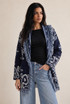 Paisley Print Belted Cardigan