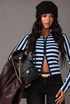 Fitted Striped Full Zip Cardigan